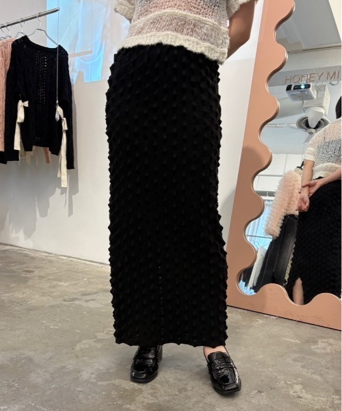 【新品】HONEY MI HONEY ニットタイトスカート ブラック HONEY MI HONEY（ハニーミーハニー） スカート spiky knit tight skirt