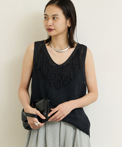 JOURNAL STANDARD ニット セーター メッシュフリンジスリーブ