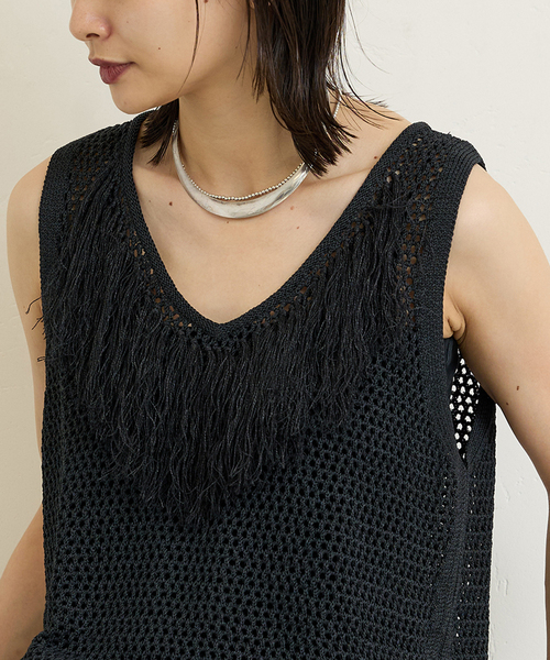 JOURNAL STANDARD ニット セーター メッシュフリンジスリーブ