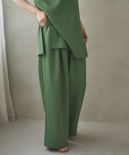 セットアップ side slit sleeveless set up /ソリッドカラーサイド