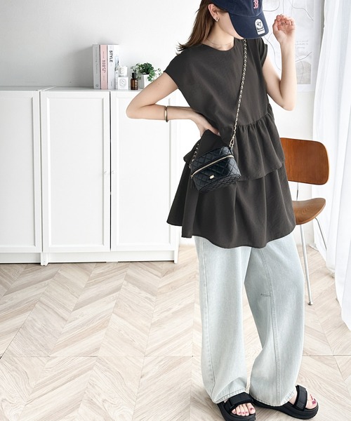 「classicalelf」 ノースリーブチュニック LARGE チャコールグレー レディース