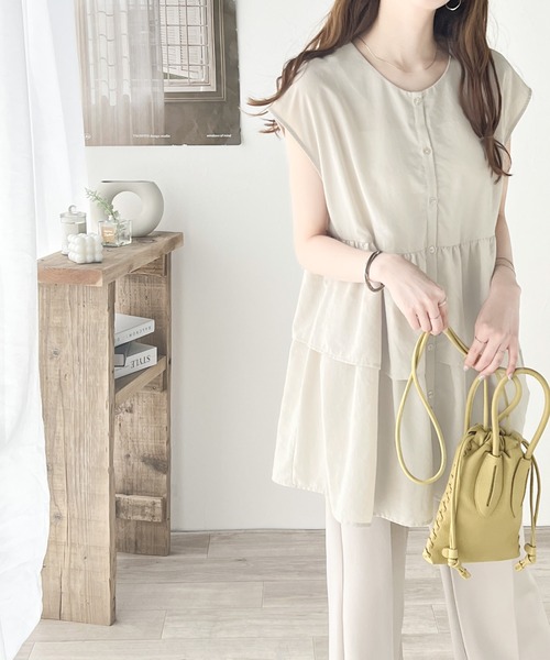 「classicalelf」 ノースリーブチュニック LARGE チャコールグレー レディース