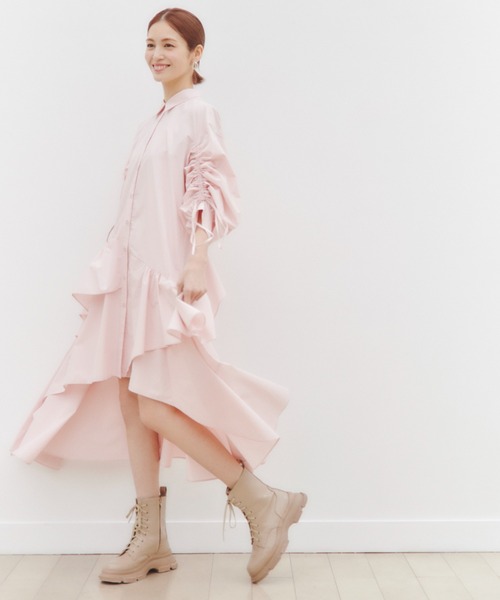 美品　snidel プリーツワンピース　0 ピンクベージュ SNIDEL スナイデル Sustainableプリントプリーツワンピース PBEG