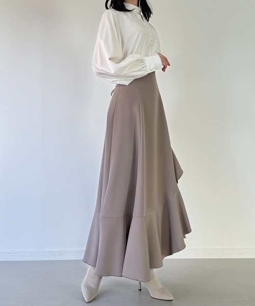 JUNOAH（ジュノア） スカート イレへムレースアップスカート(薄手