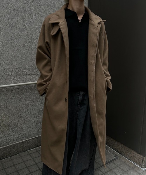 CREARE -LINO- ステンカラーコート コート フェイクウールステンカラー