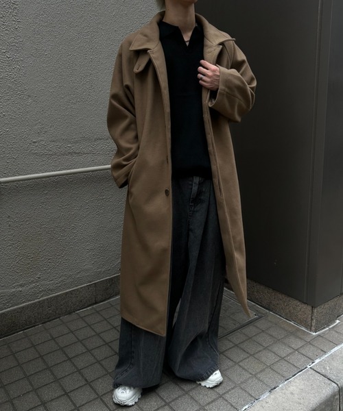 CREARE -LINO- ステンカラーコート コート フェイクウールステンカラー 