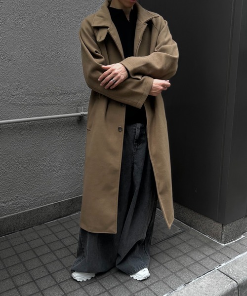 CREARE -LINO- ステンカラーコート コート フェイクウールステンカラー