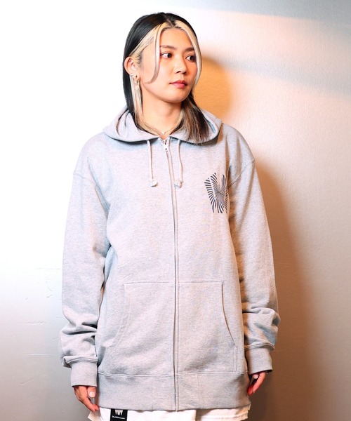 W] by VIRGOwearworks パーカー Warp logo zip hoodie メンズ