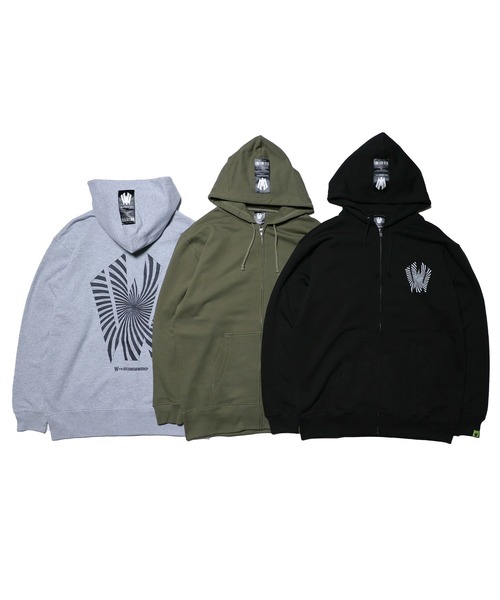 W] by VIRGOwearworks パーカー Warp logo zip hoodie メンズ