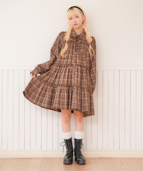 outil ウティ 日本製 製品染めバンドカラー ギャザー チュニックワンピース kutir（クティール） シャツワンピース 「新色追加」「紐付き」マルチ