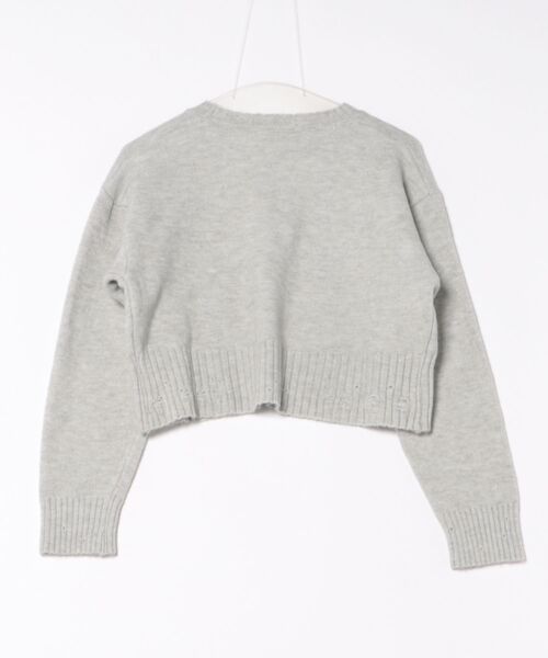 H.TOKYO ニット セーター ダメージ加工 短丈クルーネックニット 