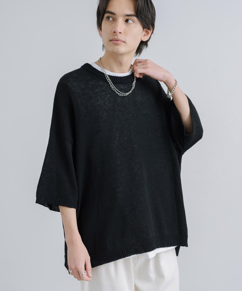 「Rocky Monroe」 半袖ニット X-LARGE ライトグレー メンズ_画像4