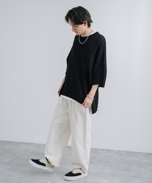 「Rocky Monroe」 半袖ニット X-LARGE ライトグレー メンズ_画像5