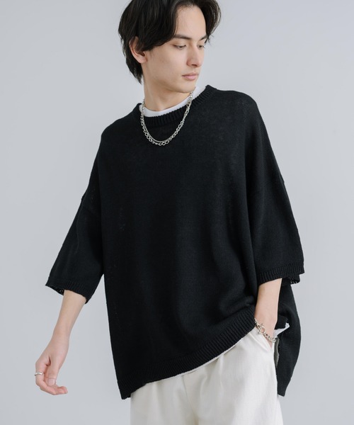「Rocky Monroe」 半袖ニット X-LARGE ライトグレー メンズ_画像7