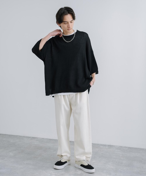 「Rocky Monroe」 半袖ニット X-LARGE ライトグレー メンズ_画像8