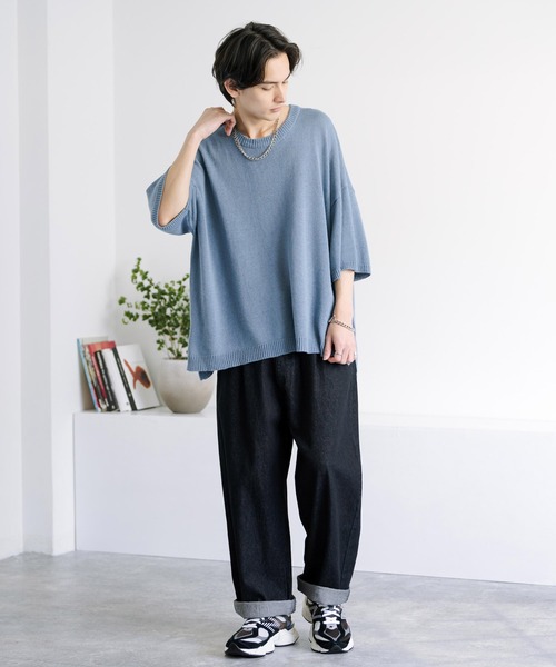 「Rocky Monroe」 半袖ニット X-LARGE ライトグレー メンズ_画像9