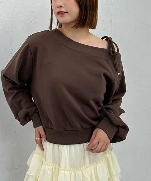 トップス archive desel sweat archives（アルシーヴ） tシャツ 肩リボンワンショルスウェット