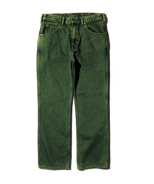 オリーブグリーン ブーツカットデニム GUNG HO（ガンホー） ジーンズ DENIM BOOTS CUT PANTS OVER DYE ブーツ