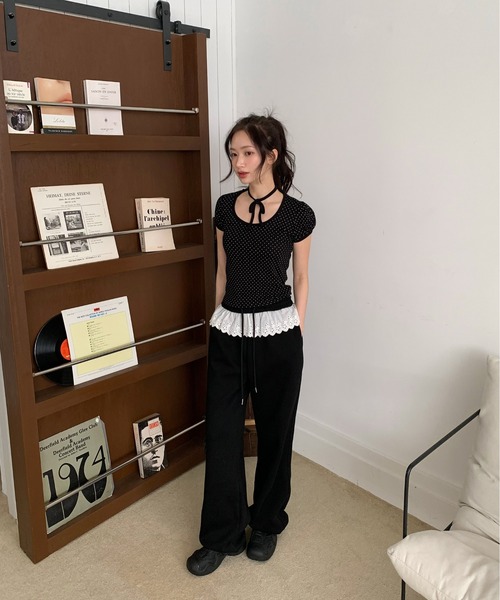 「by muni:r」 半袖カットソー FREE ブラック レディース_画像3