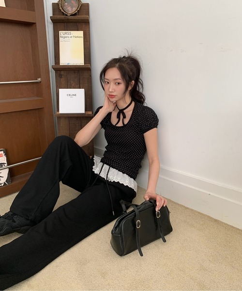 「by muni:r」 半袖カットソー FREE ブラック レディース_画像6