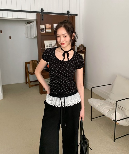 「by muni:r」 半袖カットソー FREE ブラック レディース_画像8