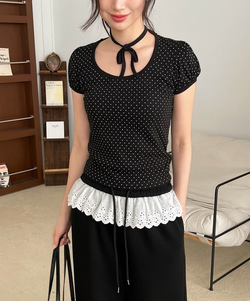 「by muni:r」 半袖カットソー FREE ブラック レディース_画像9