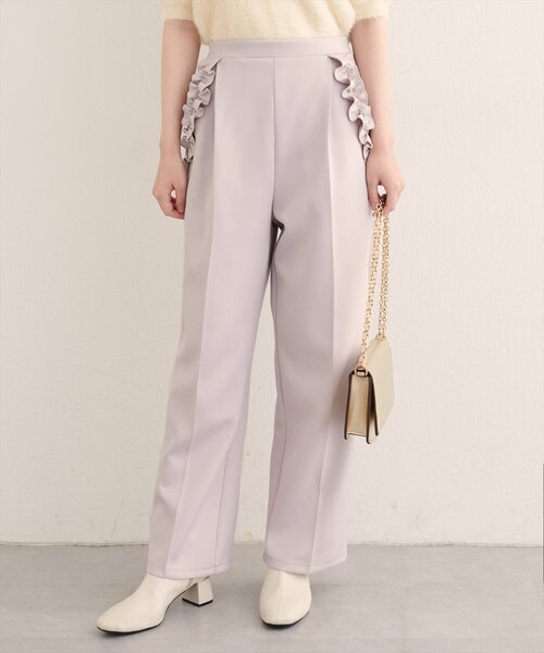 natural couture スラックス パンツ 「WEB限定」ポケットフリルタック