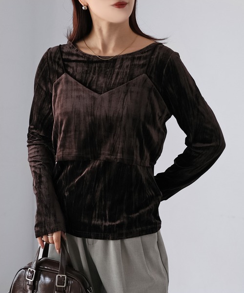 Riberry（リベリー） tシャツ クラッシュベロアキャミ＋トップスセット 