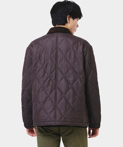 【ダークブラウン】THERMORE中綿 コーデュロイカラーキルティングジャケット LACOSTE（ラコステ） ブルゾン アウター THERMORE中綿 コーデュロイ