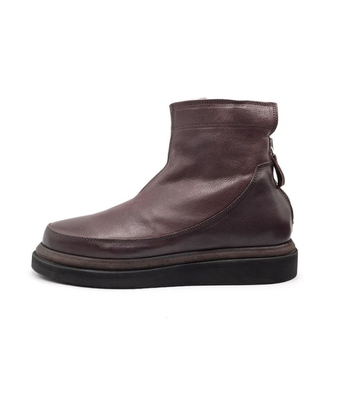 モマ (MOMA) イタリア製サイドジップブーツ 茶 42 MoMA ブーツ モマ バックジップボアコンビショートブーツ レディース
