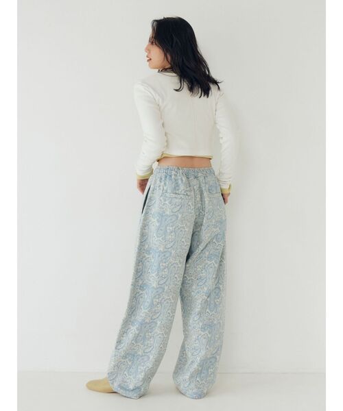 ワイドパンツ ジーンズ デニム デニムパンツ ペイズリーラフデニムパンツ レディースの画像