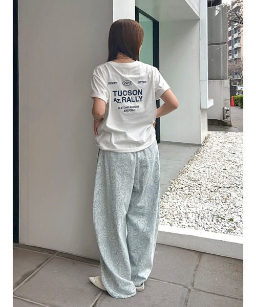 ワイドパンツ ジーンズ デニム デニムパンツ ペイズリーラフデニムパンツ レディースの画像