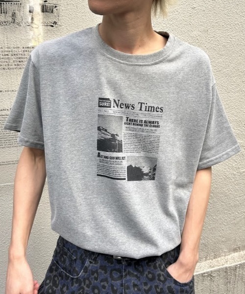 B.R.U tシャツ ニュースタイムズプリントTシャツ メンズ レディース 