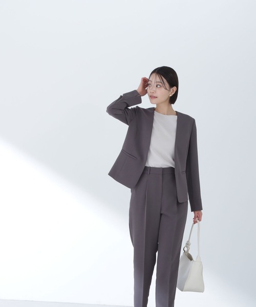 「NATURAL BEAUTY BASIC」 ノーカラージャケット SMALL ネイビー レディース_画像3