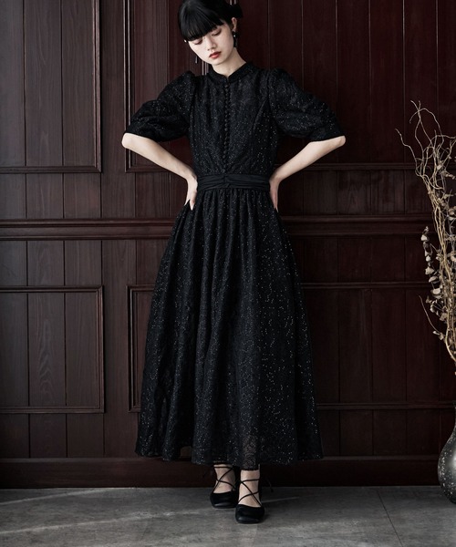 etoll.（エトル） ドレス スパングルレースキャスリーンフレアドレス