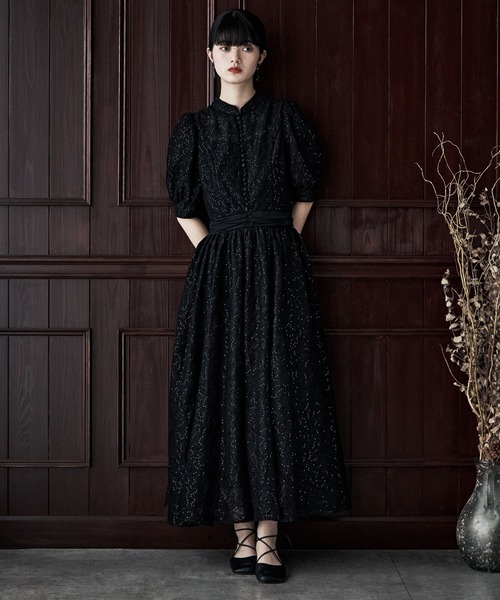 etoll.（エトル） ドレス スパングルレースキャスリーンフレアドレス