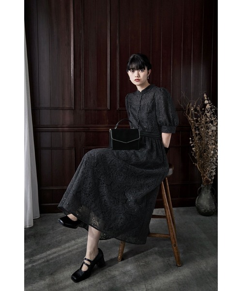 etoll.（エトル） ドレス スパングルレースキャスリーンフレアドレス