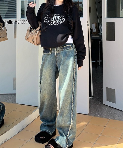 「FREE STYLISTS」 デニムパンツ L ブルー レディース_画像2