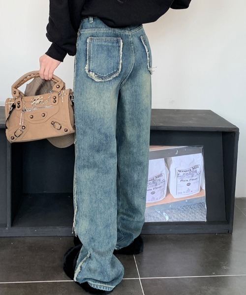 「FREE STYLISTS」 デニムパンツ L ブルー レディース_画像3