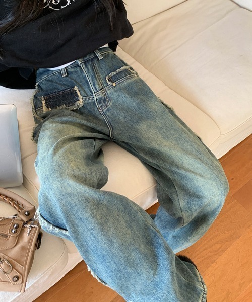 「FREE STYLISTS」 デニムパンツ L ブルー レディース_画像5