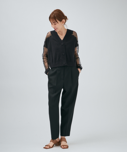【新品未使用】ヴェルメイユパーイエナ 24AWツイード カーディガン F 黒 woolyakmix knit ZIPカーディガン（カーディガン）｜VERMEIL par iena