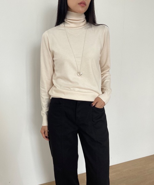 「Didot.showroom」 タートルネックニット FREE レッド レディース_画像3