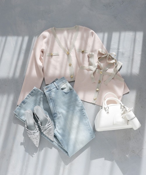 「one after another NICE CLAUP」 ニットカーディガン FREE オフホワイト レディース_画像9