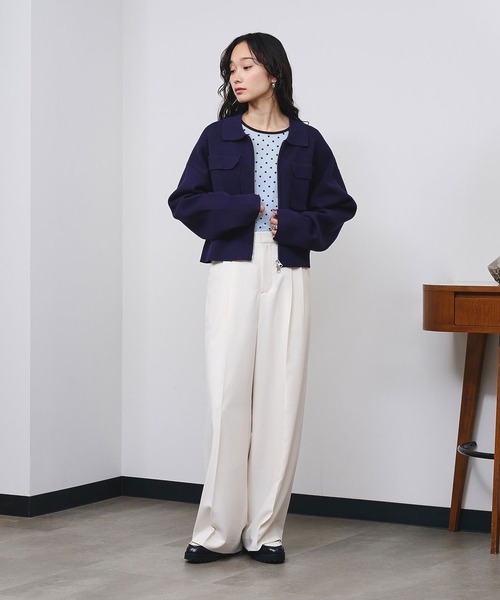 ローズバッドのカーディガン ROSE BUD（ローズバッド） カーディガン POCKET ZIP CARDIGAN