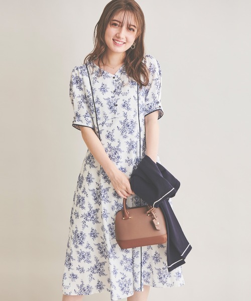「LAISSE PASSE」 半袖ワンピース 38 レッド レディース_画像3