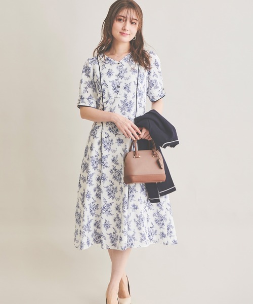 「LAISSE PASSE」 半袖ワンピース 38 レッド レディース_画像4