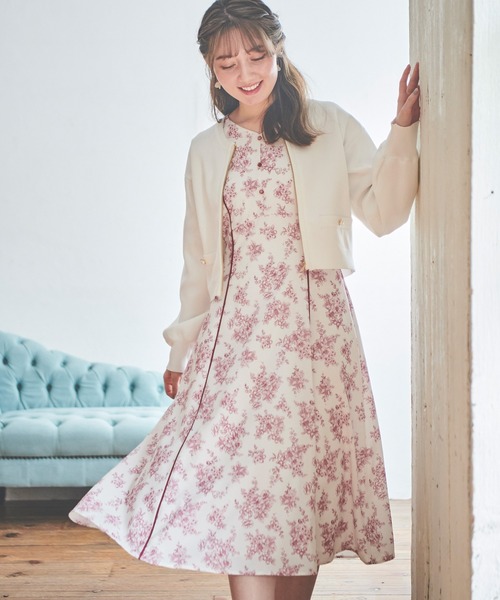 「LAISSE PASSE」 半袖ワンピース 38 レッド レディース_画像5