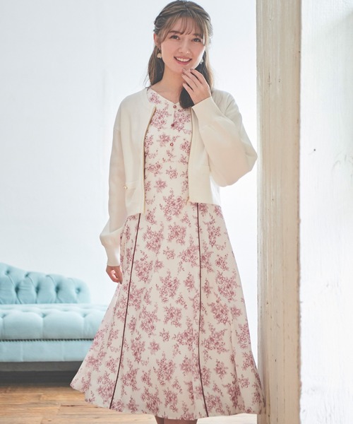 「LAISSE PASSE」 半袖ワンピース 38 レッド レディース_画像6