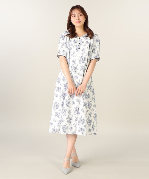 「LAISSE PASSE」 半袖ワンピース 38 レッド レディース_画像7