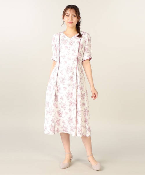 「LAISSE PASSE」 半袖ワンピース 38 レッド レディース_画像8
